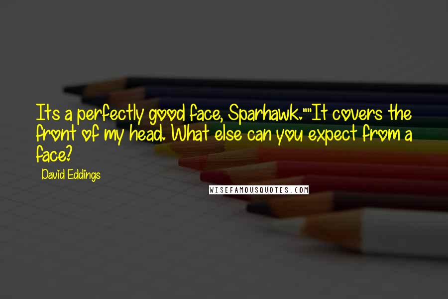 David Eddings Quotes: Its a perfectly good face, Sparhawk.""It covers the front of my head. What else can you expect from a face?