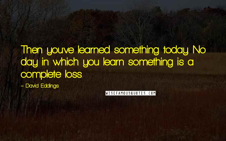 David Eddings Quotes: Then you've learned something today. No day in which you learn something is a complete loss.