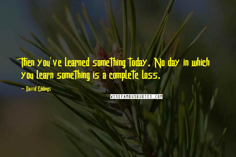 David Eddings Quotes: Then you've learned something today. No day in which you learn something is a complete loss.