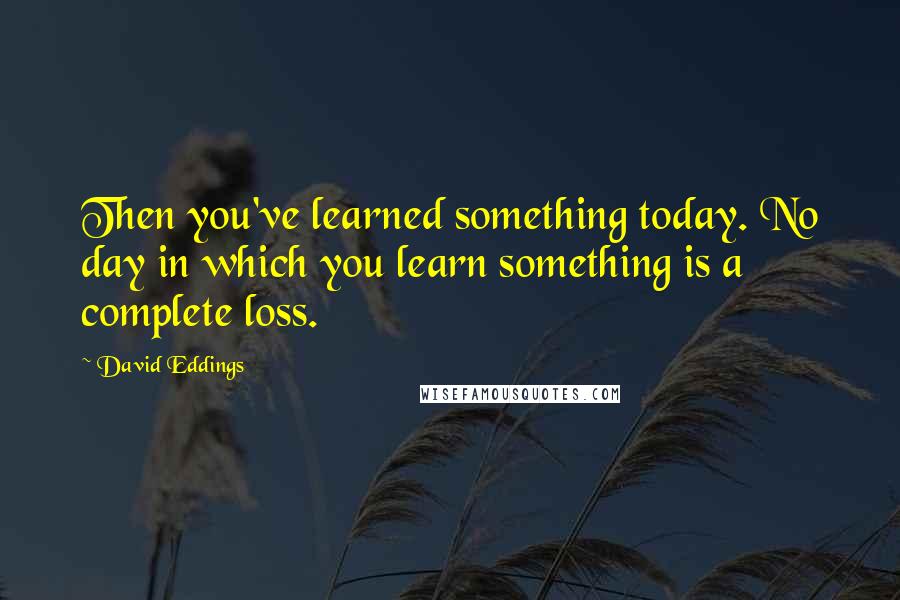 David Eddings Quotes: Then you've learned something today. No day in which you learn something is a complete loss.