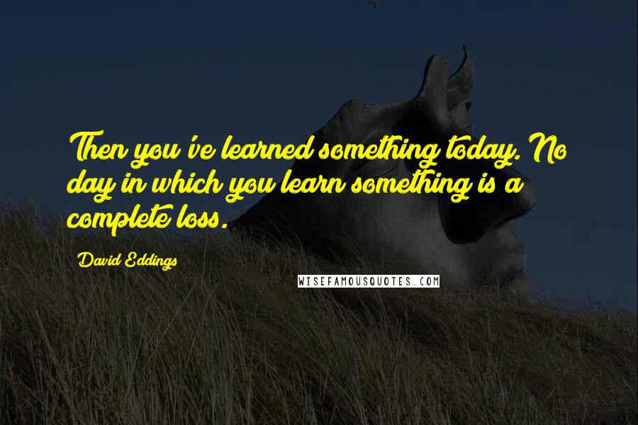 David Eddings Quotes: Then you've learned something today. No day in which you learn something is a complete loss.