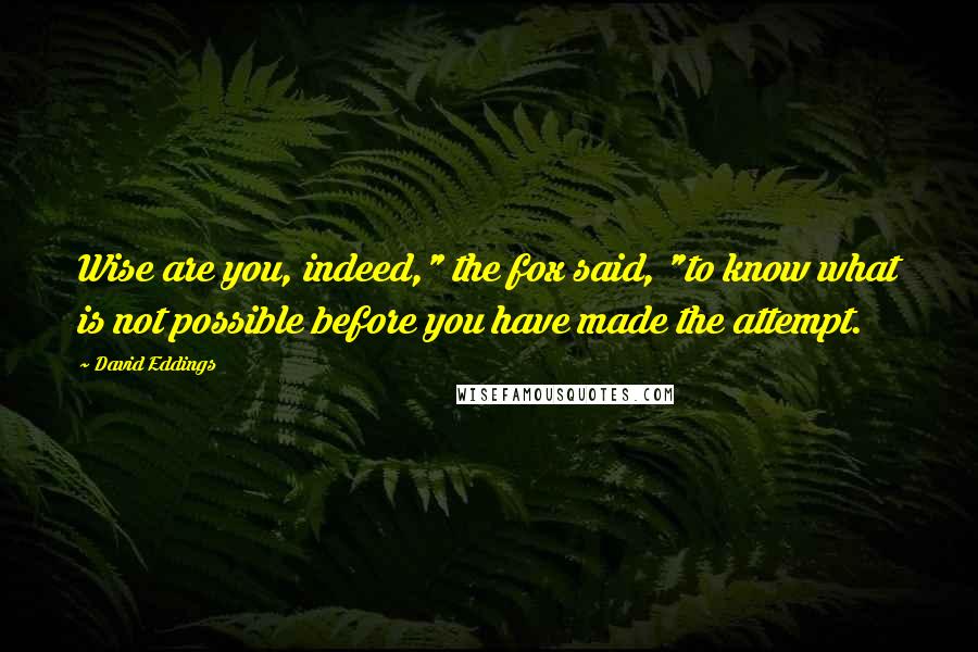 David Eddings Quotes: Wise are you, indeed," the fox said, "to know what is not possible before you have made the attempt.