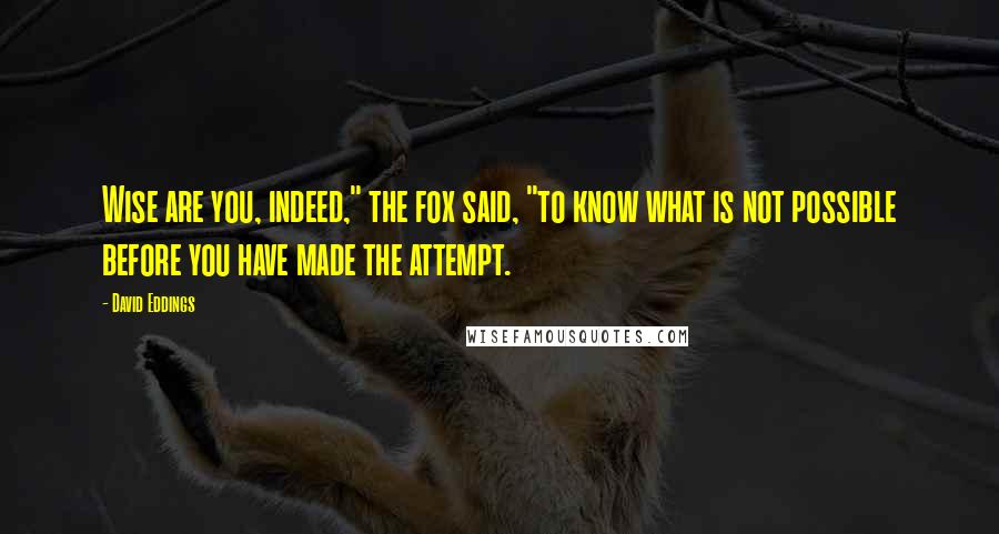 David Eddings Quotes: Wise are you, indeed," the fox said, "to know what is not possible before you have made the attempt.