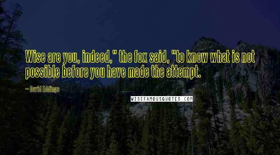 David Eddings Quotes: Wise are you, indeed," the fox said, "to know what is not possible before you have made the attempt.