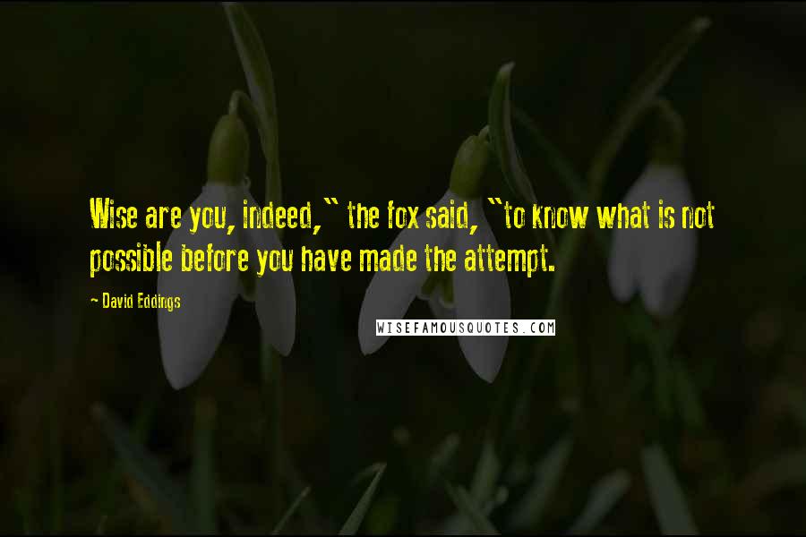 David Eddings Quotes: Wise are you, indeed," the fox said, "to know what is not possible before you have made the attempt.