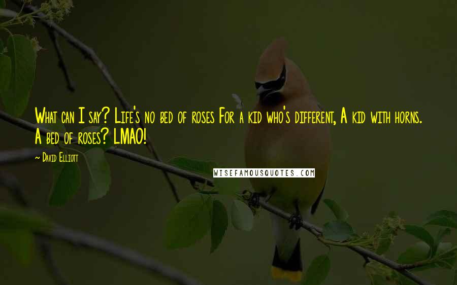 David Elliott Quotes: What can I say? Life's no bed of roses For a kid who's different, A kid with horns. A bed of roses? LMAO!