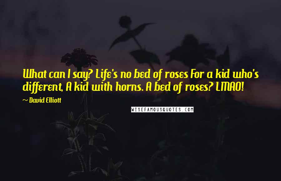 David Elliott Quotes: What can I say? Life's no bed of roses For a kid who's different, A kid with horns. A bed of roses? LMAO!