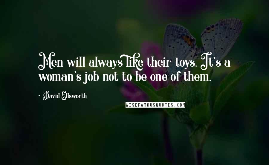 David Ellsworth Quotes: Men will always like their toys. It's a woman's job not to be one of them.
