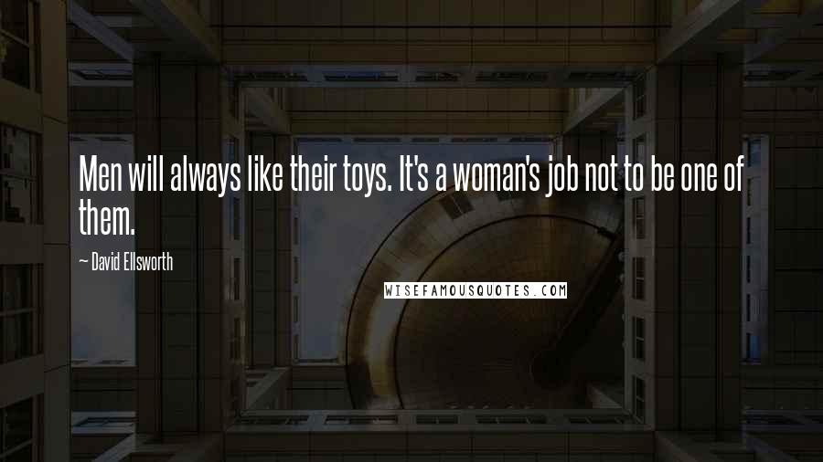 David Ellsworth Quotes: Men will always like their toys. It's a woman's job not to be one of them.