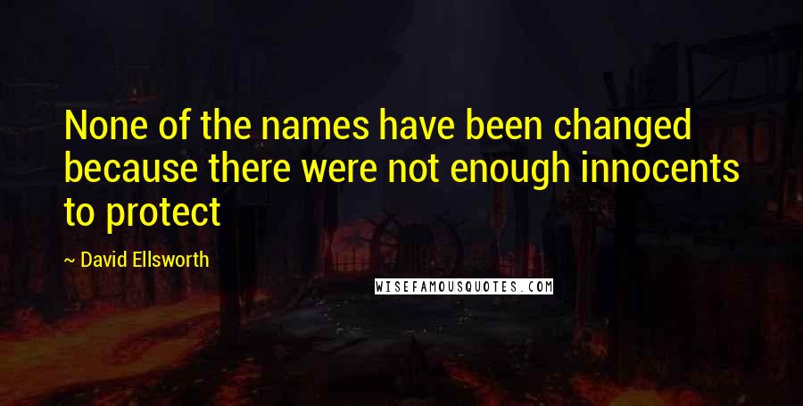 David Ellsworth Quotes: None of the names have been changed because there were not enough innocents to protect