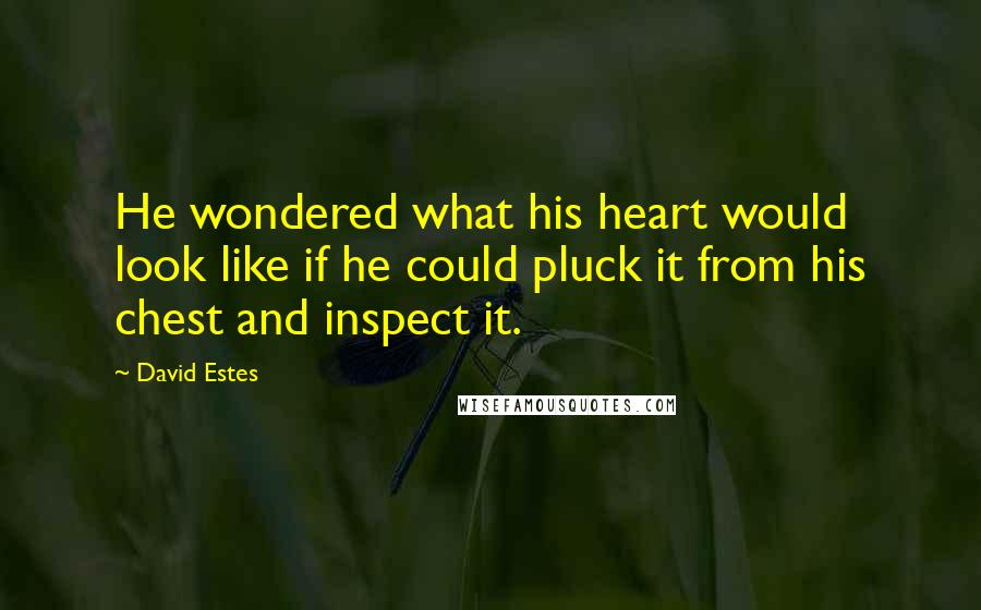 David Estes Quotes: He wondered what his heart would look like if he could pluck it from his chest and inspect it.