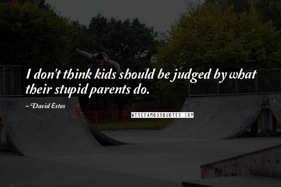 David Estes Quotes: I don't think kids should be judged by what their stupid parents do.