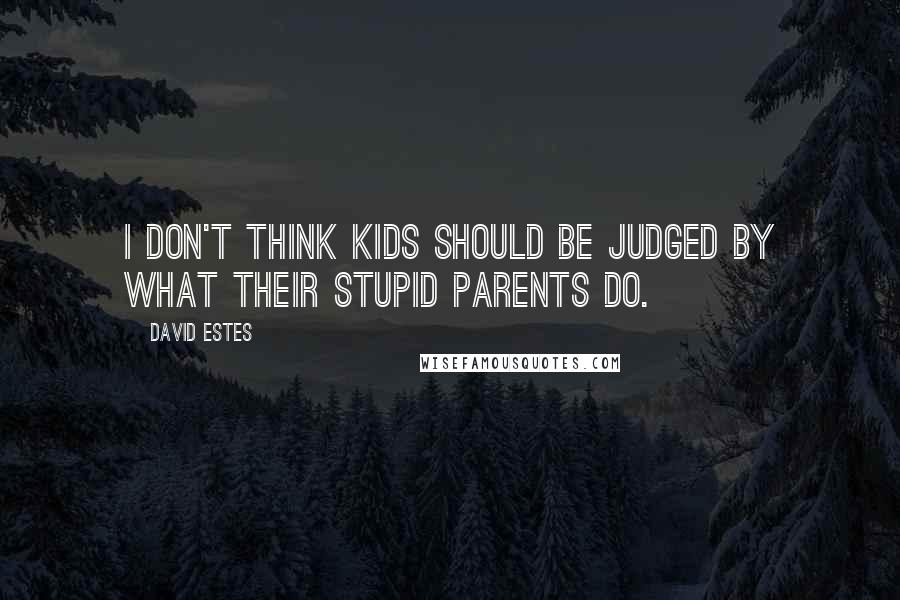 David Estes Quotes: I don't think kids should be judged by what their stupid parents do.