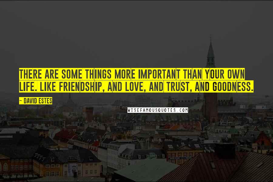 David Estes Quotes: There are some things more important than your own life. Like friendship, and love, and trust, and goodness.