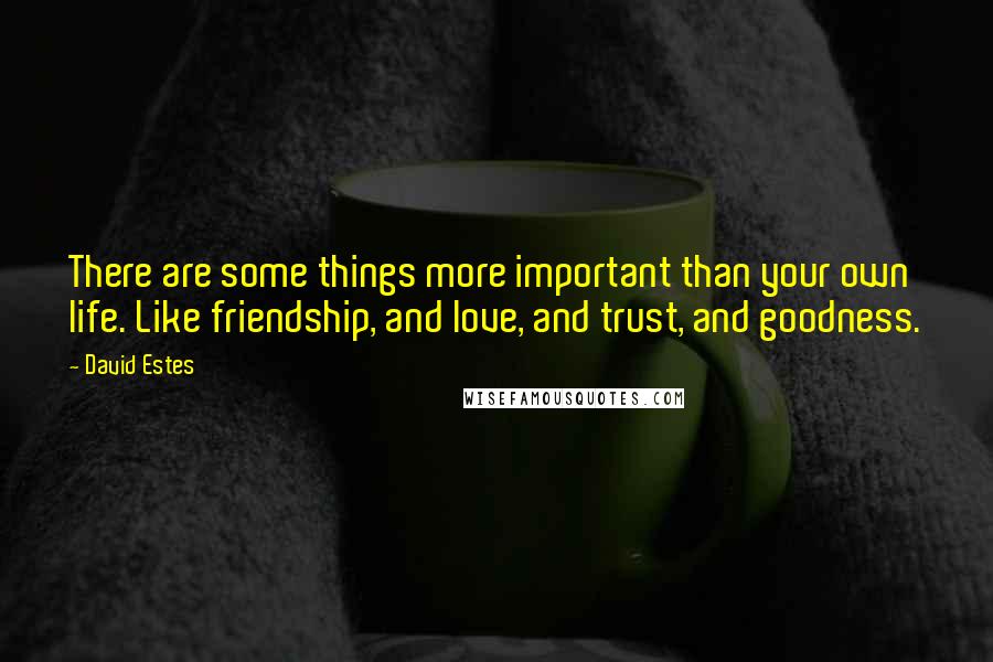 David Estes Quotes: There are some things more important than your own life. Like friendship, and love, and trust, and goodness.