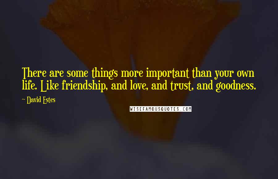 David Estes Quotes: There are some things more important than your own life. Like friendship, and love, and trust, and goodness.