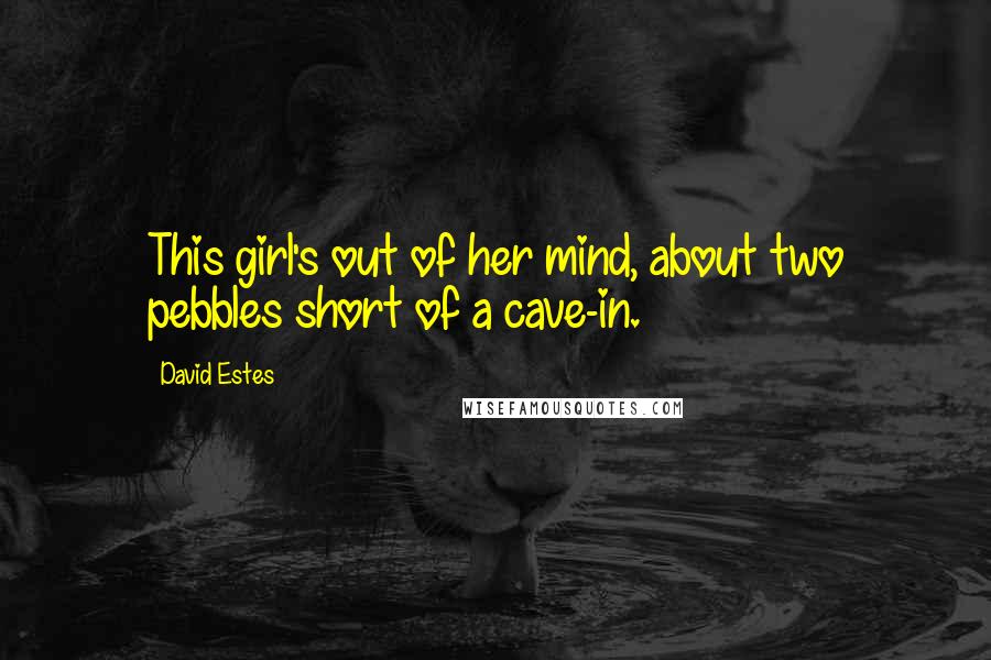 David Estes Quotes: This girl's out of her mind, about two pebbles short of a cave-in.