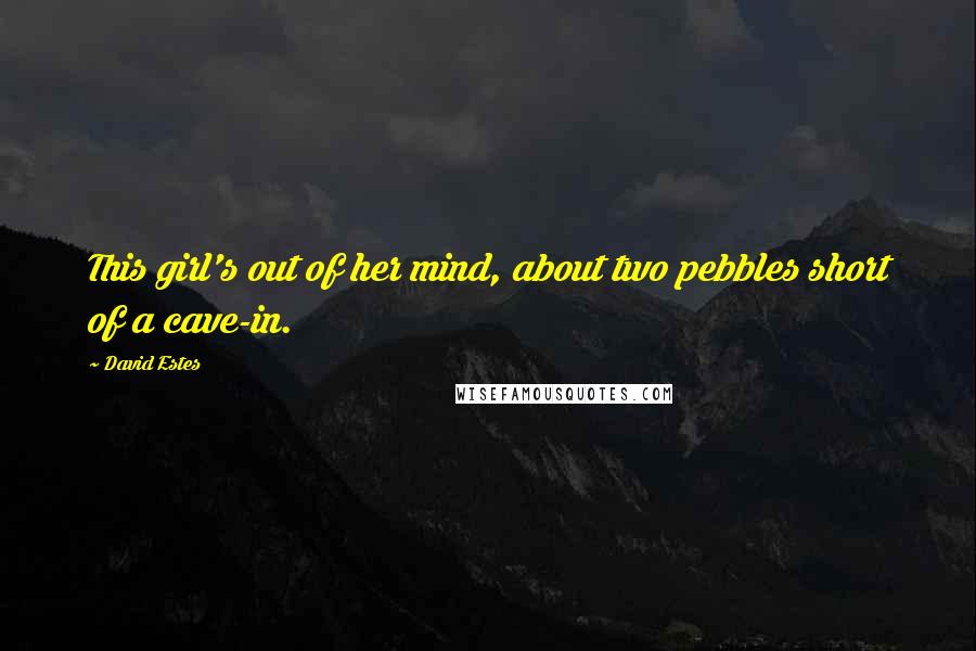 David Estes Quotes: This girl's out of her mind, about two pebbles short of a cave-in.