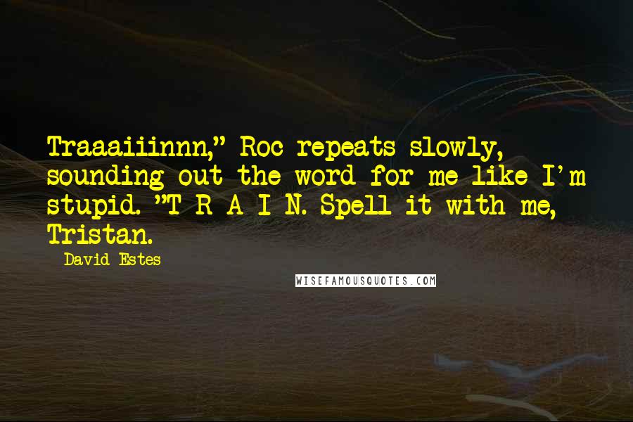 David Estes Quotes: Traaaiiinnn," Roc repeats slowly, sounding out the word for me like I'm stupid. "T-R-A-I-N. Spell it with me, Tristan.