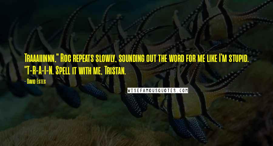 David Estes Quotes: Traaaiiinnn," Roc repeats slowly, sounding out the word for me like I'm stupid. "T-R-A-I-N. Spell it with me, Tristan.