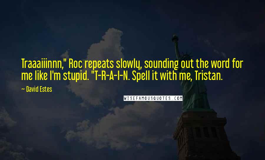 David Estes Quotes: Traaaiiinnn," Roc repeats slowly, sounding out the word for me like I'm stupid. "T-R-A-I-N. Spell it with me, Tristan.