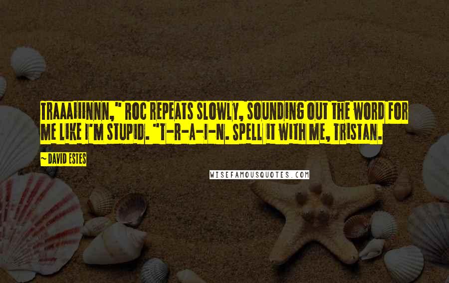 David Estes Quotes: Traaaiiinnn," Roc repeats slowly, sounding out the word for me like I'm stupid. "T-R-A-I-N. Spell it with me, Tristan.