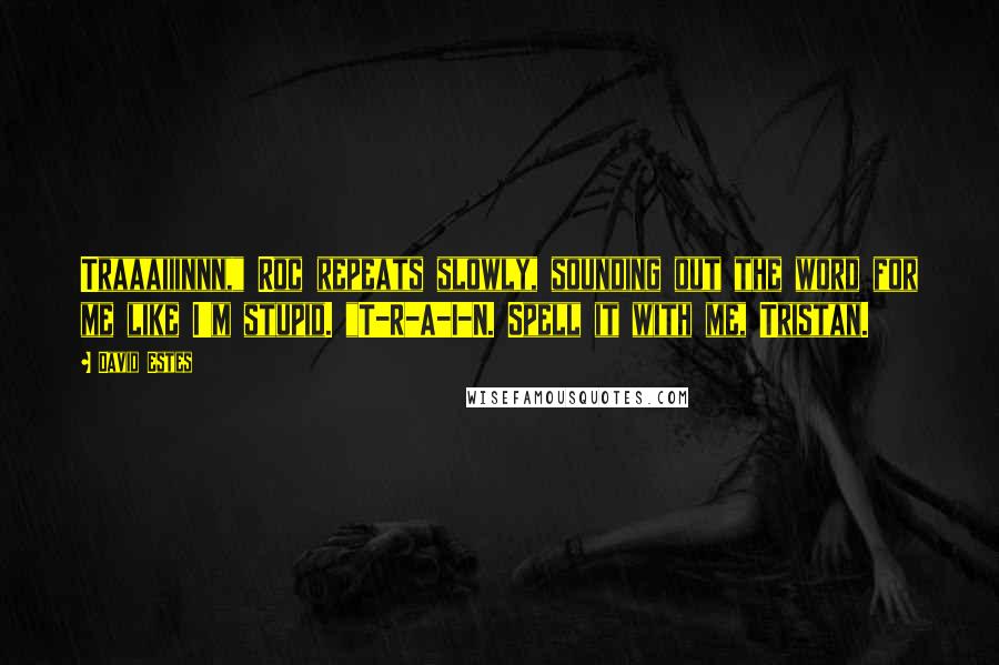 David Estes Quotes: Traaaiiinnn," Roc repeats slowly, sounding out the word for me like I'm stupid. "T-R-A-I-N. Spell it with me, Tristan.