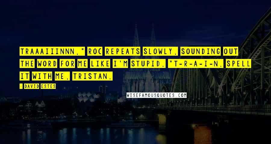 David Estes Quotes: Traaaiiinnn," Roc repeats slowly, sounding out the word for me like I'm stupid. "T-R-A-I-N. Spell it with me, Tristan.