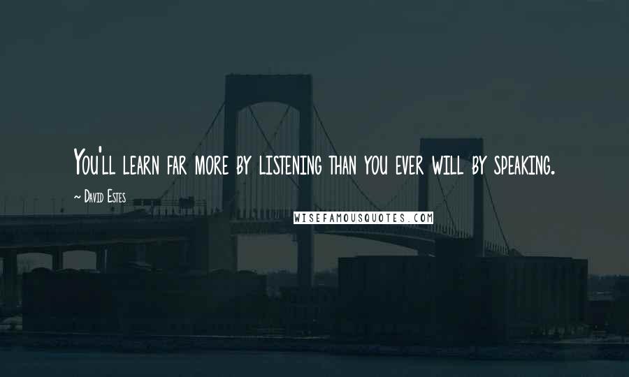 David Estes Quotes: You'll learn far more by listening than you ever will by speaking.