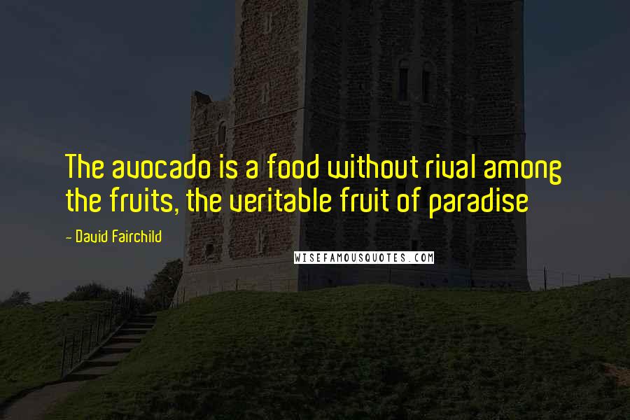 David Fairchild Quotes: The avocado is a food without rival among the fruits, the veritable fruit of paradise