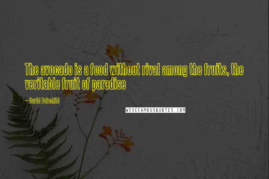 David Fairchild Quotes: The avocado is a food without rival among the fruits, the veritable fruit of paradise