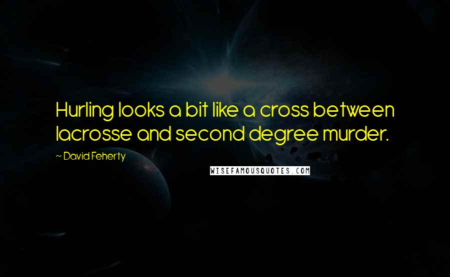 David Feherty Quotes: Hurling looks a bit like a cross between lacrosse and second degree murder.