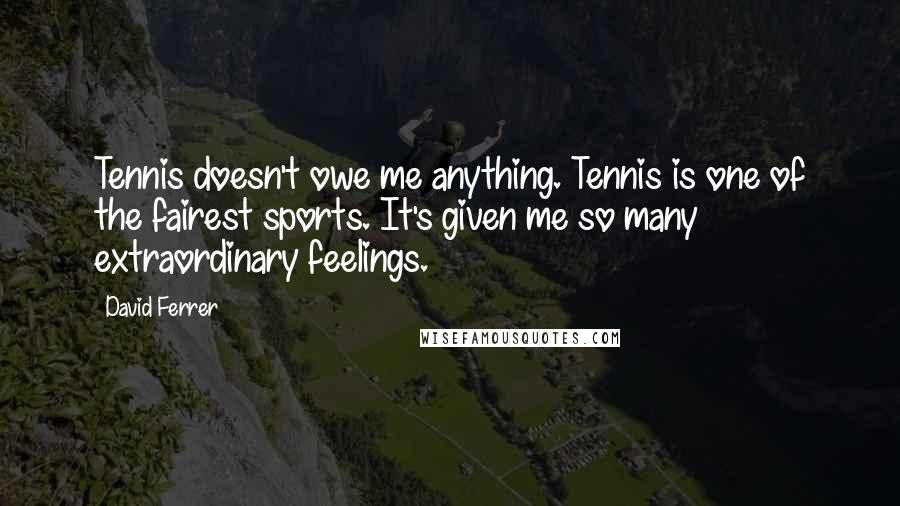 David Ferrer Quotes: Tennis doesn't owe me anything. Tennis is one of the fairest sports. It's given me so many extraordinary feelings.