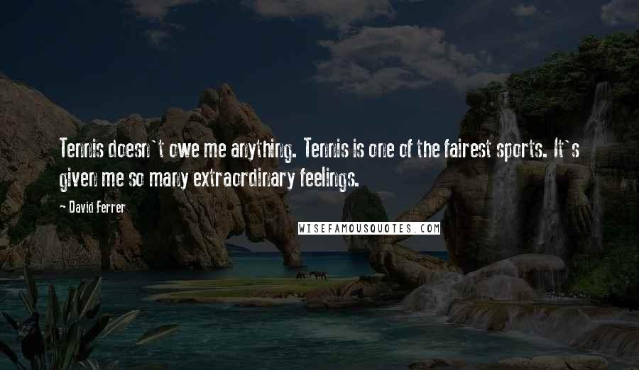 David Ferrer Quotes: Tennis doesn't owe me anything. Tennis is one of the fairest sports. It's given me so many extraordinary feelings.
