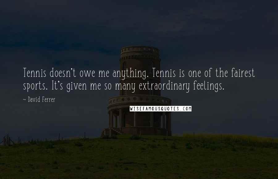 David Ferrer Quotes: Tennis doesn't owe me anything. Tennis is one of the fairest sports. It's given me so many extraordinary feelings.