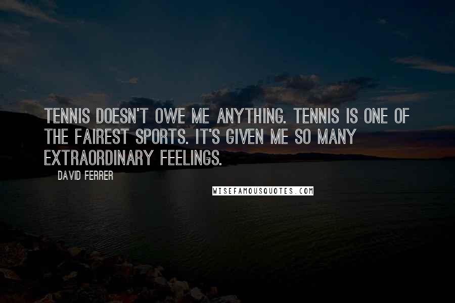 David Ferrer Quotes: Tennis doesn't owe me anything. Tennis is one of the fairest sports. It's given me so many extraordinary feelings.