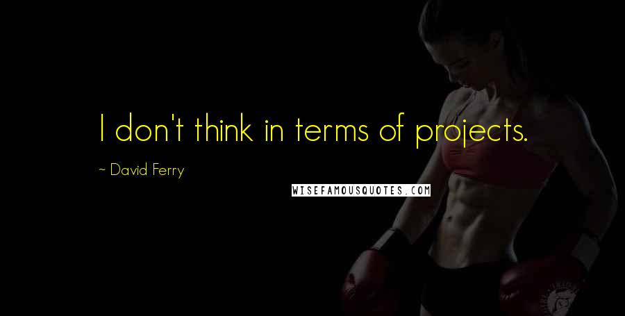 David Ferry Quotes: I don't think in terms of projects.