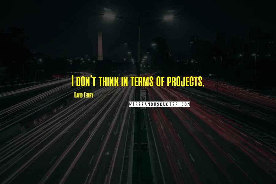 David Ferry Quotes: I don't think in terms of projects.