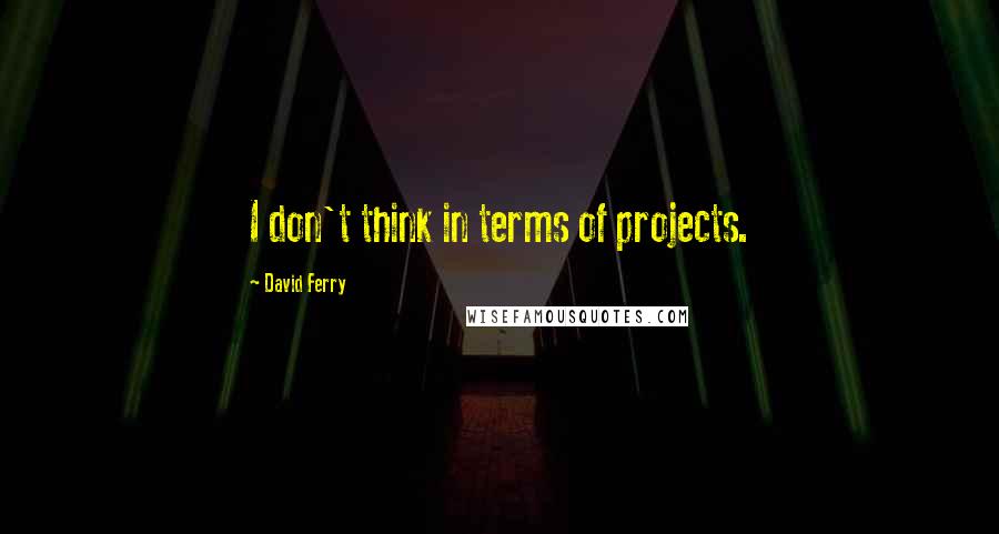 David Ferry Quotes: I don't think in terms of projects.