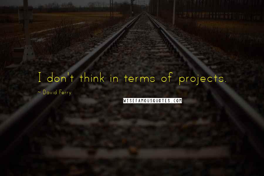 David Ferry Quotes: I don't think in terms of projects.