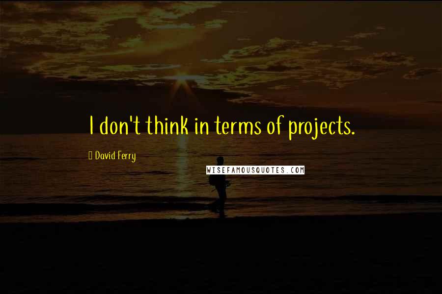 David Ferry Quotes: I don't think in terms of projects.