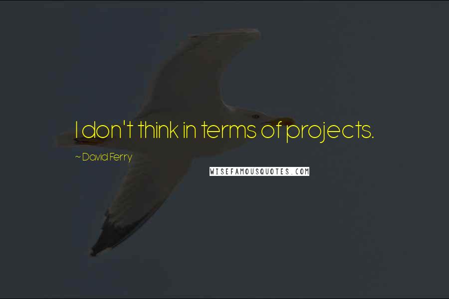 David Ferry Quotes: I don't think in terms of projects.