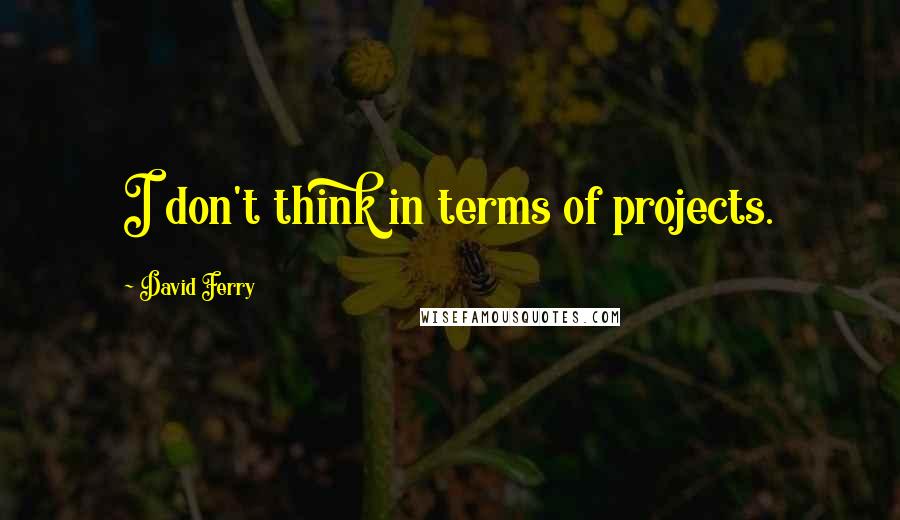 David Ferry Quotes: I don't think in terms of projects.