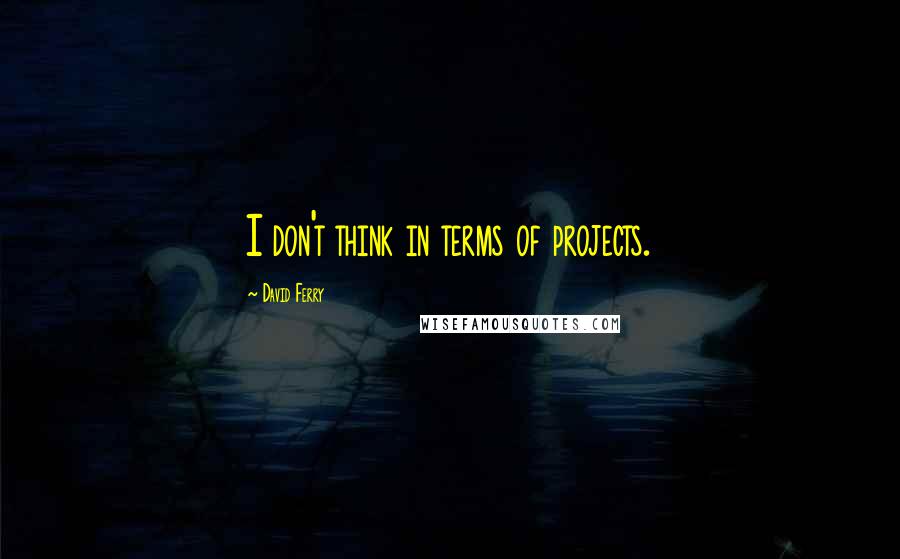 David Ferry Quotes: I don't think in terms of projects.