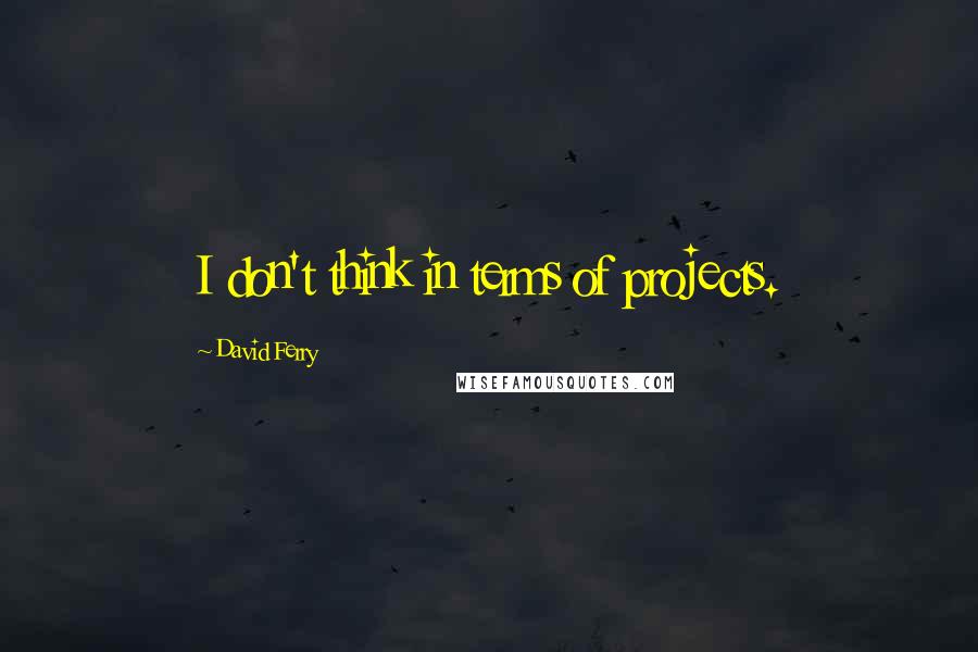 David Ferry Quotes: I don't think in terms of projects.