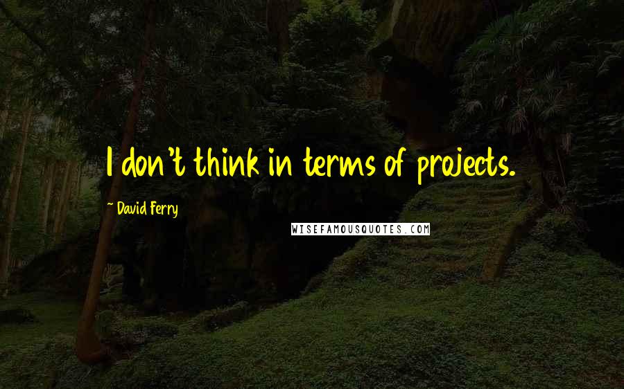 David Ferry Quotes: I don't think in terms of projects.