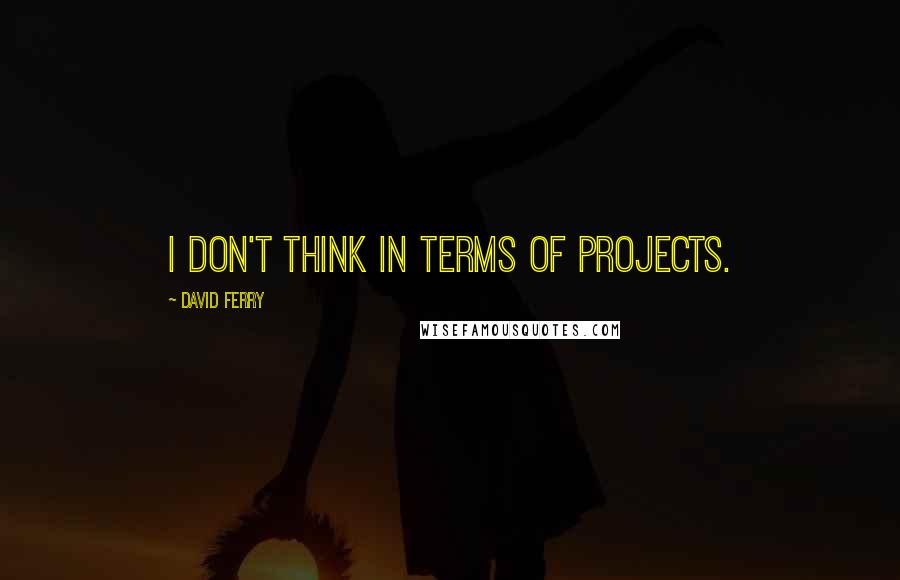 David Ferry Quotes: I don't think in terms of projects.