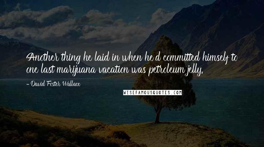 David Foster Wallace Quotes: Another thing he laid in when he'd committed himself to one last marijuana vacation was petroleum jelly.