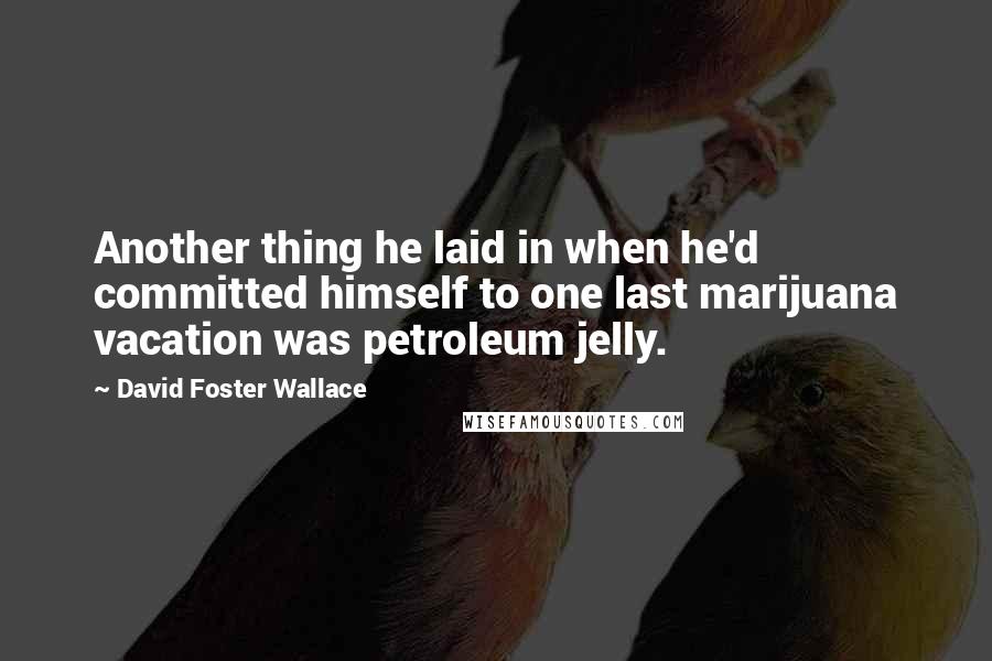 David Foster Wallace Quotes: Another thing he laid in when he'd committed himself to one last marijuana vacation was petroleum jelly.