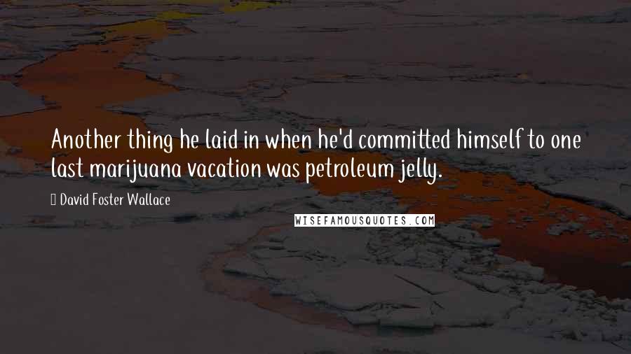 David Foster Wallace Quotes: Another thing he laid in when he'd committed himself to one last marijuana vacation was petroleum jelly.